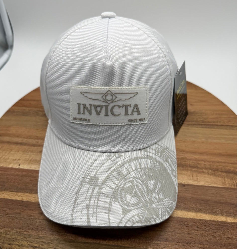 Invicta White Snapback Baseball Cap Hat Watch Graphic  IG0369 One Size 2543